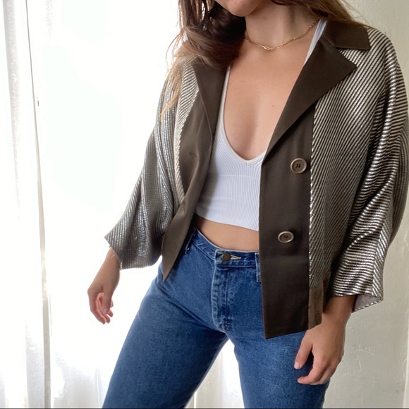 ETRO Metallic Silver Batwing Evening Jacket 42 - Picture 6 of 14